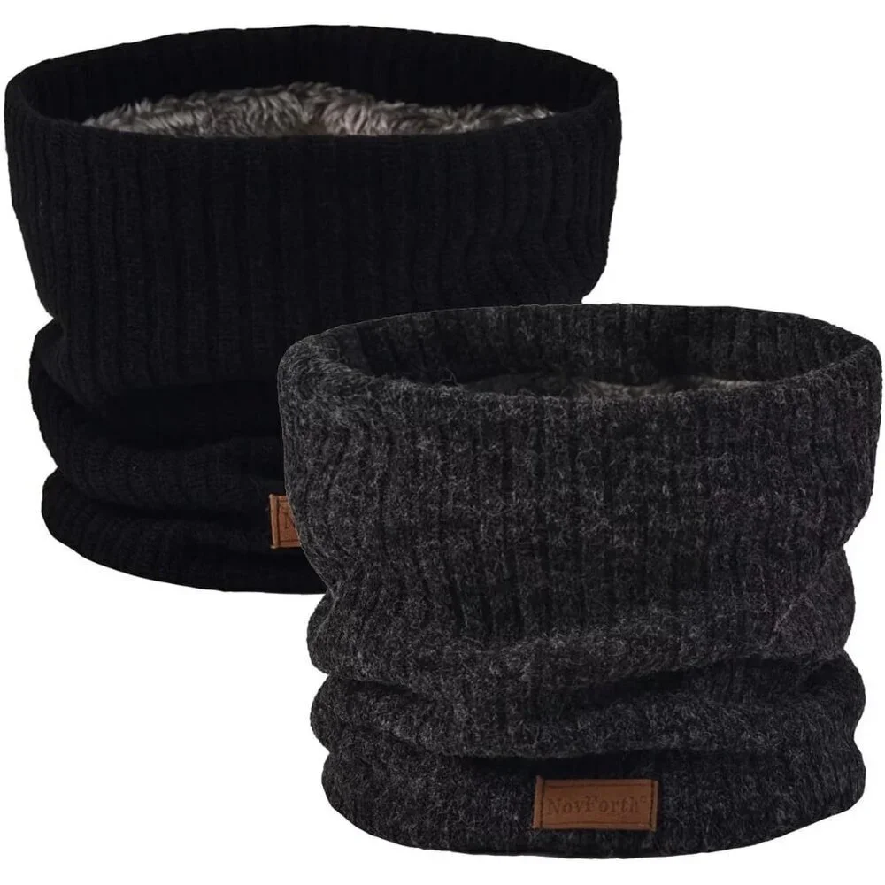 Men's Black Dark Grey Winter Ski Neck Gaiter Face Scarf Fleece Windproof Scarves